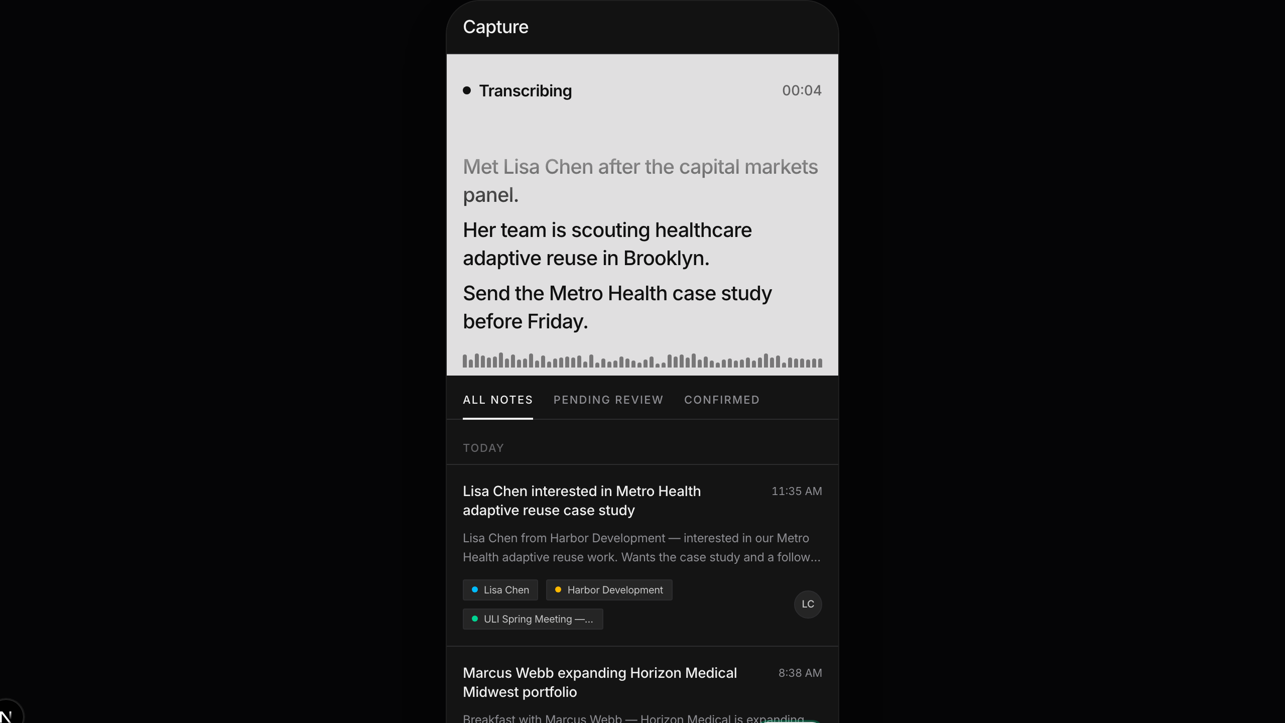 Mobile capture for real-world relationship work